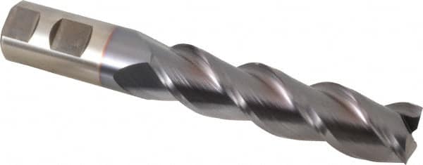Cleveland C40366 Square End Mill: 1 Dia, 4 LOC, 1 Shank Dia, 6-1/2 OAL, 3 Flutes, Powdered Metal 