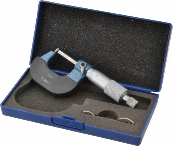 Value Collection 600-7627 1 Inch Measurement Range, 0.0001 Inch Graduation, Barrel Anvil, Ratchet Stop Thimble, Mechanical Tube Micrometer Image