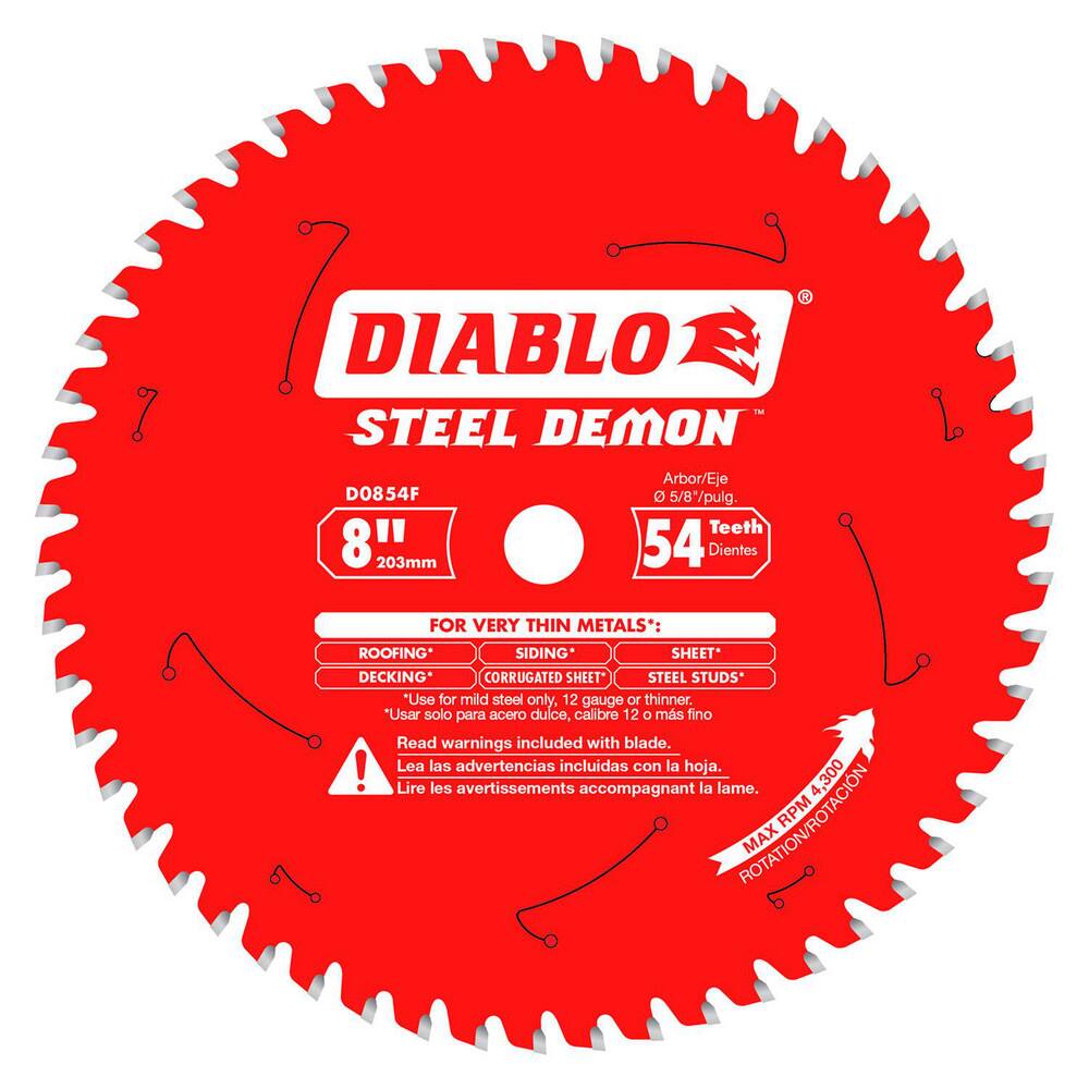 Wet & Dry-Cut Saw Blades; Blade Diameter (Inch): 8 ; Blade Material: Carbide-Tipped ; Blade Thickness (Decimal Inch): 0.0750 ; Arbor Hole Diameter (Inch): 5/8 ; Number of Teeth: 54 ; Application: Steel Studs; Angle Iron; Channel; Flat Bar; EMT Conduit