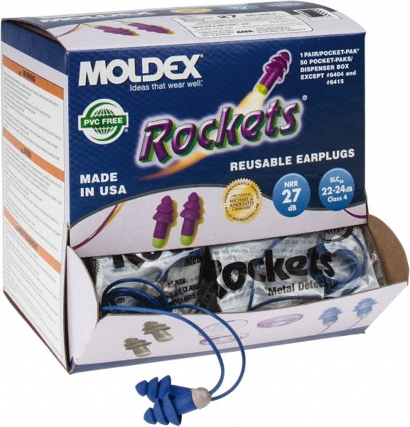 Moldex 6415 Earplug: 27dB, Flanged, Push-In Stem, Corded 