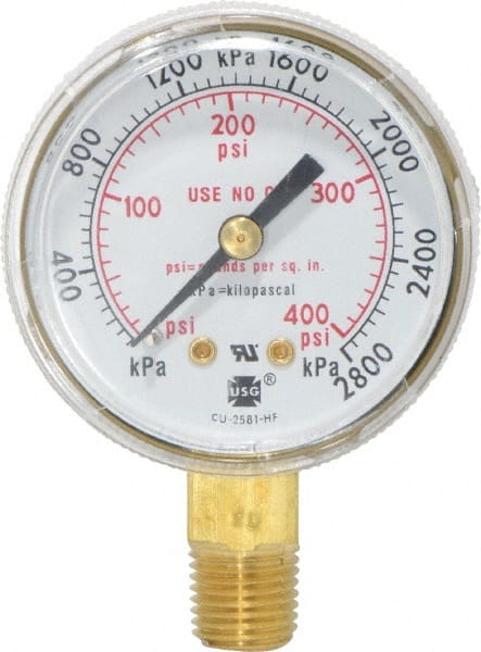 Victor 1424=0017 1/4 Inch NPT, 400 Max psi, Steel Case Cylinder Pressure Gauge 