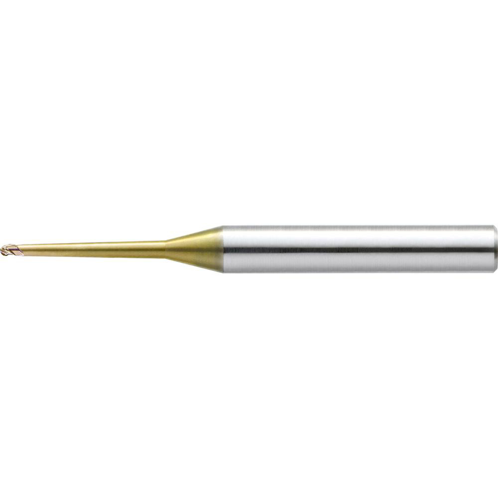 US Union Tool Ball End Mill: 3.00 mm Dia, 2.40 mm LOC, 3 Flute, Solid Carbide - 70.00 mm OAL, 6.00 mm Shank Dia, 40 deg Helix, Hardmax Finish, Single