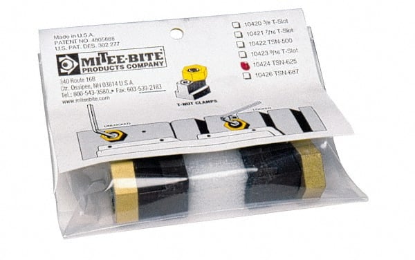 Mitee-Bite 10420 5/8" Brass Hex, 3/8" T-Slot, 1/4-20 Stud Thread, Symmetrical Hex Clamp 