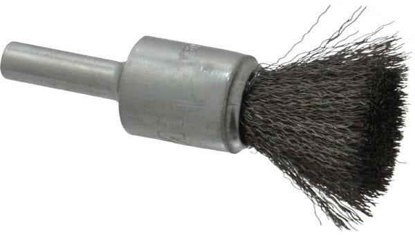 End Brushes: 1/2" Dia, Steel, Crimped Wire