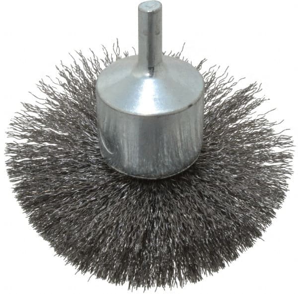 Weiler 90304 End Brushes: 3" Dia, Steel, Crimped Wire 