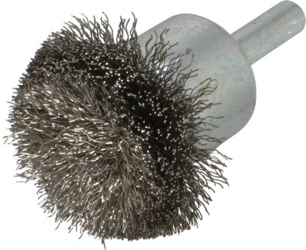 Weiler 90305 End Brushes: 1-1/2" Dia, Stainless Steel, Crimped Wire Image