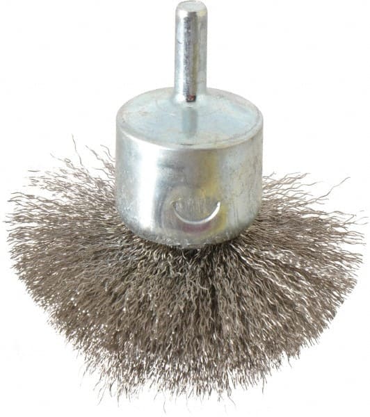 Weiler 90306 End Brushes: 2-3/4" Dia, Stainless Steel, Crimped Wire 