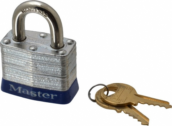 Lockout Padlock: Keyed Different, Laminated Steel, Steel Shackle, Blue