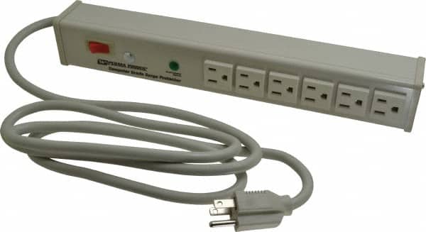 6 Outlets, 120 Volts, 15 Amps, 6 Cord, Power Outlet Strip 