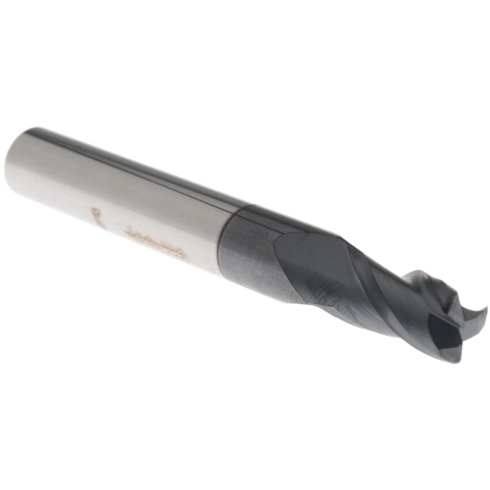 Corner Radius End Mill: 0.2188" Dia, 3/8" LOC, 0.02" Radius, 3 Flutes, Solid Carbide