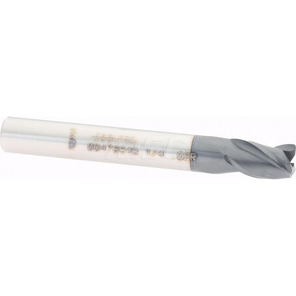 Accupro 12179670 Corner Radius End Mill: 1/4" Dia, 3/8" LOC, 0.02" Radius, 3 Flutes, Solid Carbide Image