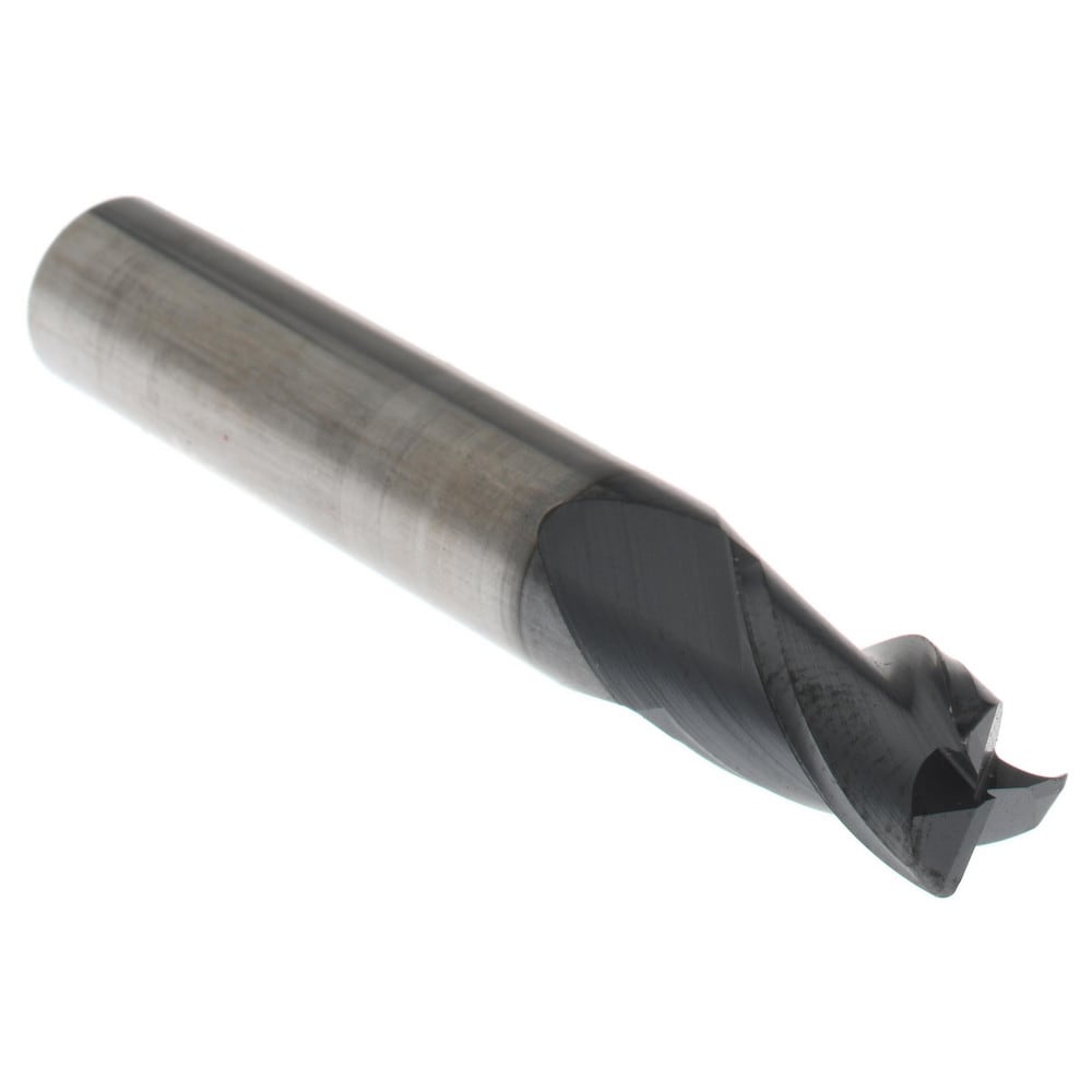 Corner Radius End Mill: 0.2813" Dia, 7/16" LOC, 0.02" Radius, 3 Flutes, Solid Carbide