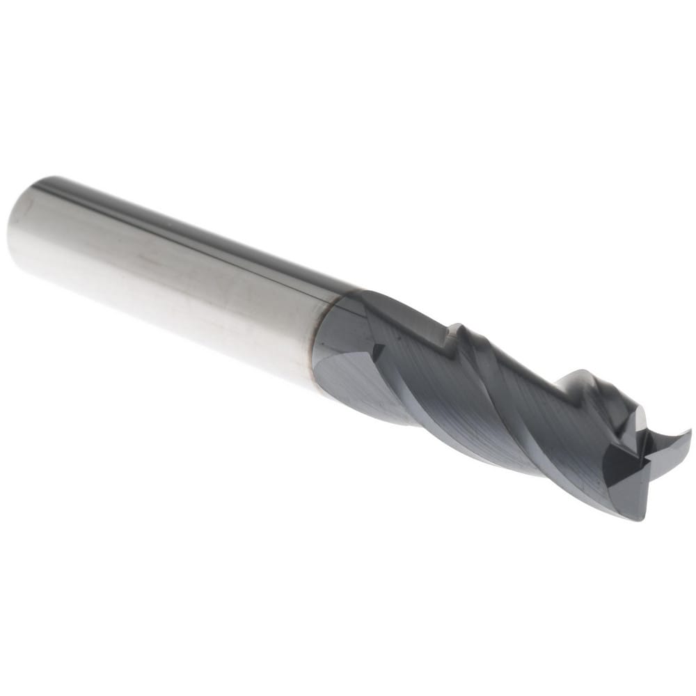 Corner Radius End Mill: 5/16" Dia, 13/16" LOC, 0.02" Radius, 3 Flutes, Solid Carbide