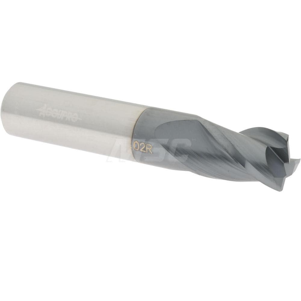 Accupro 12179678 Corner Radius End Mill: 3/8" Dia, 1/2" LOC, 0.02" Radius, 3 Flutes, Solid Carbide Image