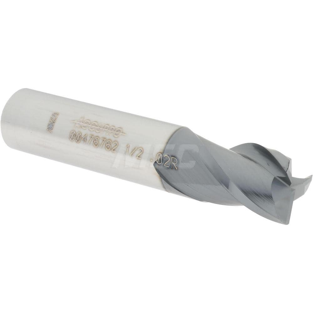 Accupro 12179686 Corner Radius End Mill: 1/2" Dia, 5/8" LOC, 0.02" Radius, 3 Flutes, Solid Carbide Image