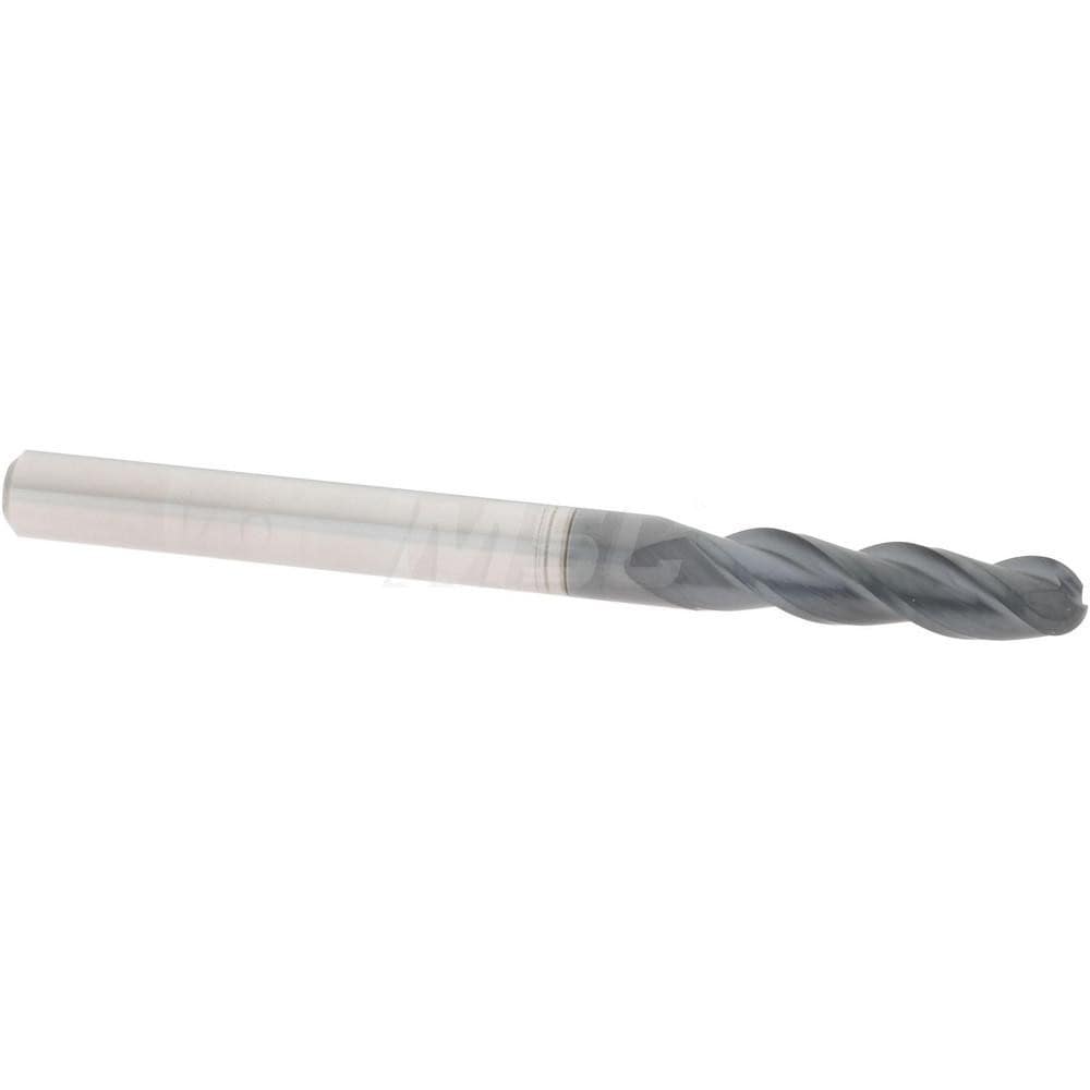 Ball End Mill: 0.125" Dia, 0.5" LOC, 3 Flute, Solid Carbide