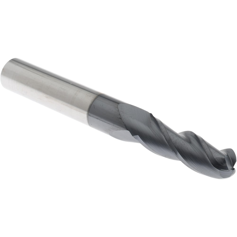 Ball End Mill: 0.2813" Dia, 0.8125" LOC, 3 Flute, Solid Carbide