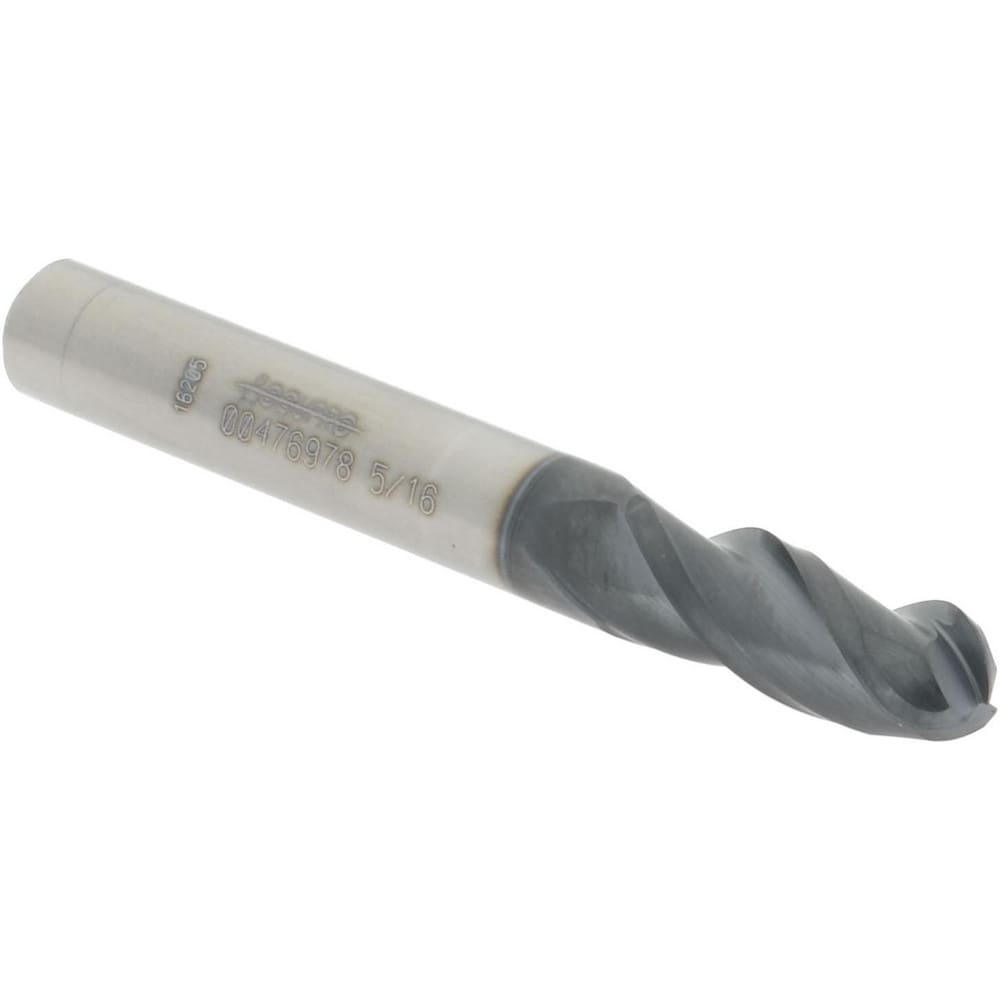 Ball End Mill: 0.3125" Dia, 0.8125" LOC, 3 Flute, Solid Carbide