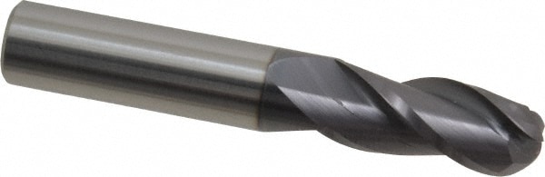 Ball End Mill: 0.4375" Dia, 1" LOC, 3 Flute, Solid Carbide