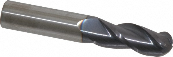 Accupro 12179955 Ball End Mill: 0.5" Dia, 1.25" LOC, 3 Flute, Solid Carbide Image