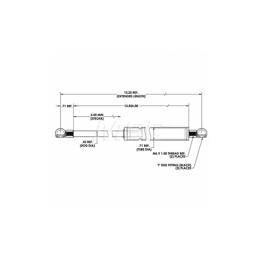 Guden 0.32" Rod Diam, 0.75" Tube Diam, 120 Lb Capacity, Fixed Force