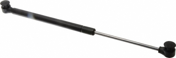 Fixed Force Gas Spring: 0.24" Rod Dia, 0.59" Tube Dia, 60 lb Capacity - 14.5" Extended Length, 5" Stroke Length, Plastic Ball Socket, Black Nitride Piston