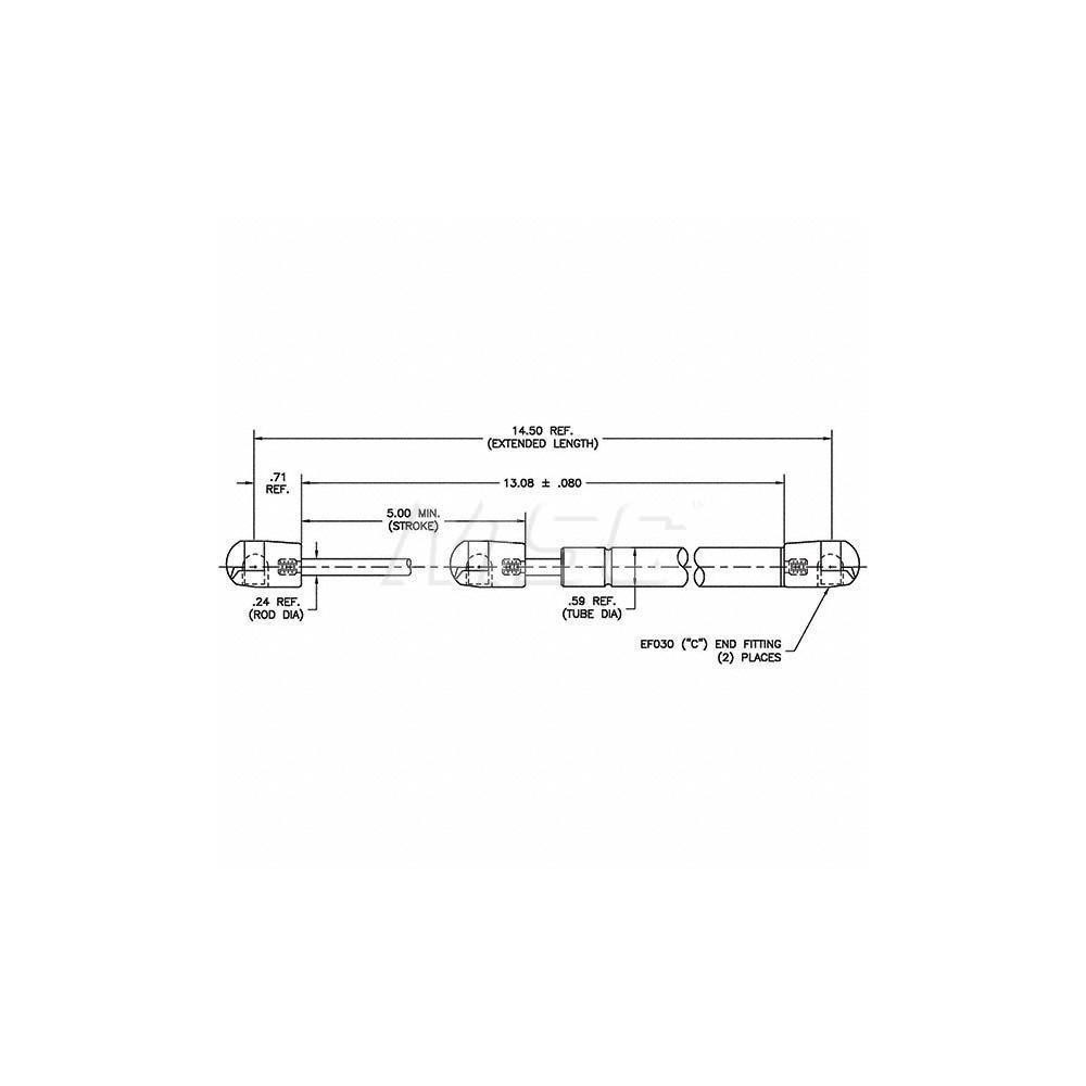 Guden 0.24" Rod Diam, 0.59" Tube Diam, 80 Lb Capacity, Fixed Force