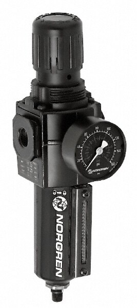 FRL Combination Unit: 1/2 NPT, Intermediate, 1 Pc Filter/Regulator with Pressure Gauge