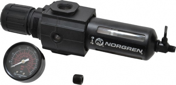 Norgren 495614 FRL Combination Unit: 1/2 NPT, Intermediate, 1 Pc Filter/Regulator with Pressure Gauge Image