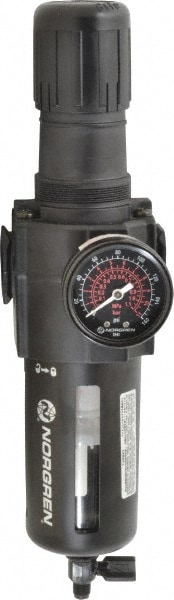 FRL Combination Unit: 1/2 NPT, Standard, 1 Pc Filter/Regulator with Pressure Gauge