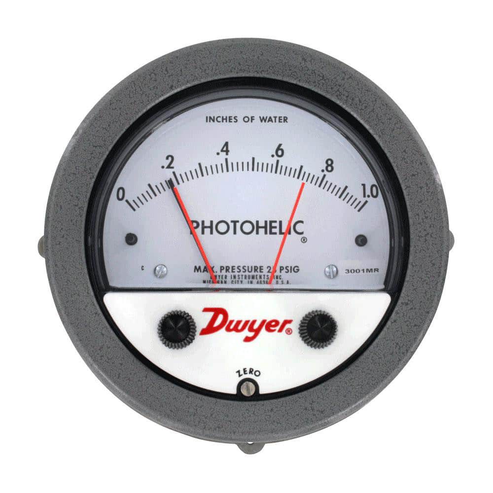 Dwyer 3001MR 25 Max psi, 2% Accuracy, NPT Thread Photohelic Pressure Switch 