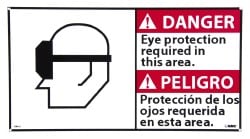 Sign: Rectangle, "Danger - Eye Protection Required in This Area"