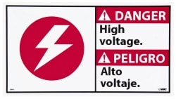 Sign: Rectangle, "Danger - High Voltage"