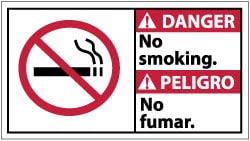 Accident Prevention Sign: Rectangle, "Danger, NO SMOKING. NO FUMAR."