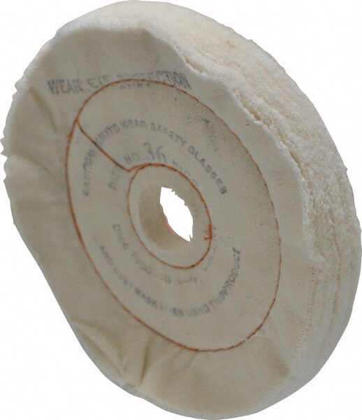 Unmounted Cushion Sewn Buffing Wheel: 6" Dia, 1/2" Thick, 1" Arbor Hole Dia