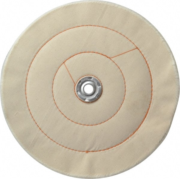 Unmounted Cushion Sewn Buffing Wheel: 10" Dia, 1/2" Thick, 1" Arbor Hole Dia