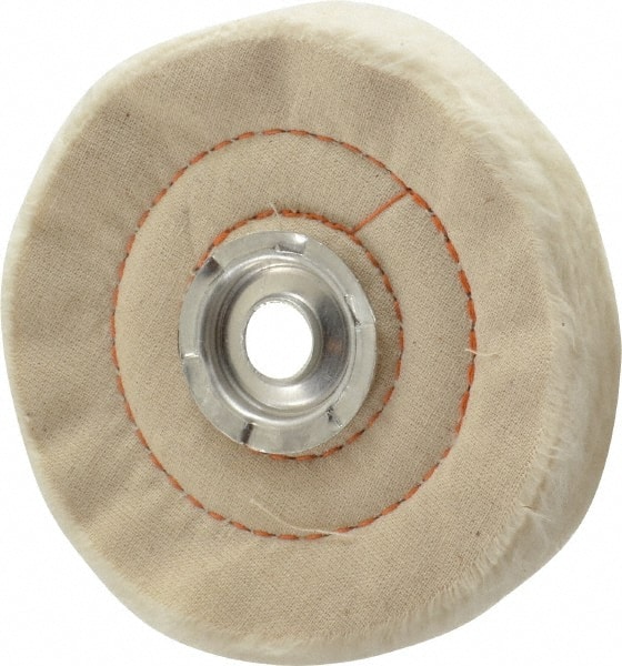 Unmounted Cushion Sewn Buffing Wheel: 4" Dia, 3/4" Thick, 1/2" Arbor Hole Dia