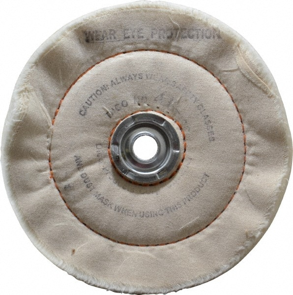 Unmounted Cushion Sewn Buffing Wheel: 6" Dia, 3/4" Thick, 1/2" Arbor Hole Dia