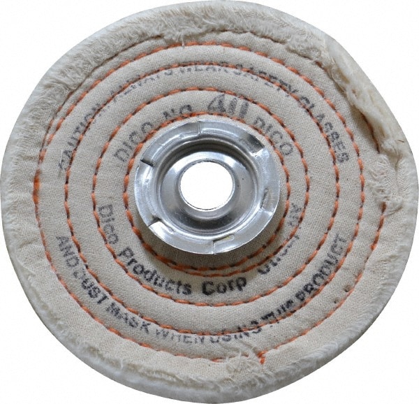 Unmounted Spiral Sewn Buffing Wheel: 4" Dia, 1/2" Thick, 1/2" Arbor Hole Dia