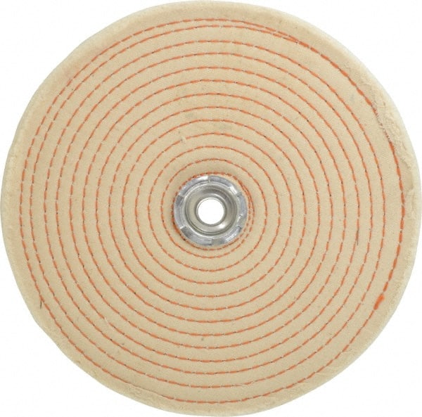 Dico 7000248 Unmounted Spiral Sewn Buffing Wheel: 8" Dia, 1/2" Thick, 1/2" Arbor Hole Dia 