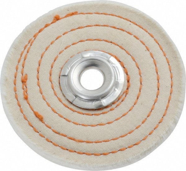 Unmounted Spiral Sewn Buffing Wheel: 4" Dia, 1/4" Thick, 1/2" Arbor Hole Dia