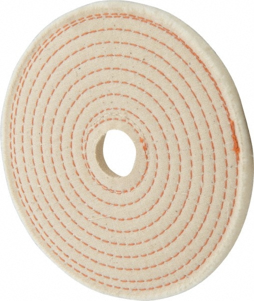 Unmounted Spiral Sewn Buffing Wheel: 6" Dia, 1/4" Thick, 1/2" Arbor Hole Dia