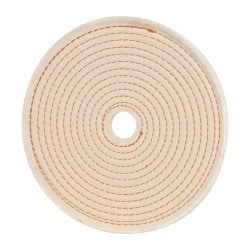 Unmounted Spiral Sewn Buffing Wheel: 8" Dia, 1/4" Thick, 1/2" Arbor Hole Dia