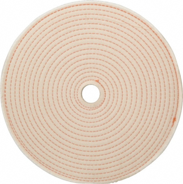 Unmounted Spiral Sewn Buffing Wheel: 10" Dia, 1/4" Thick, 1/2" Arbor Hole Dia