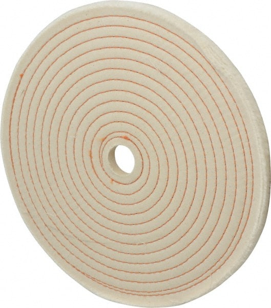 Unmounted Spiral Sewn Buffing Wheel: 10" Dia, 1/2" Thick, 1/2" Arbor Hole Dia