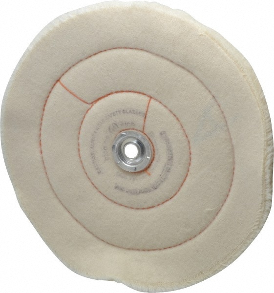 Unmounted Cushion Sewn Buffing Wheel: 10" Dia, 1/2" Thick, 1" Arbor Hole Dia