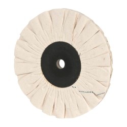 Unmounted Bias Buffing Wheel: 6" Dia, 3/8" Thick, 1/2" Arbor Hole Dia