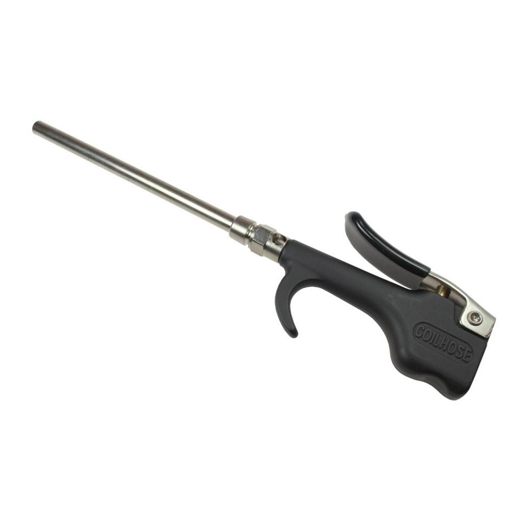 Air Blow Gun: Safety Extension Tube, Thumb Lever - 1/4 NPT, 6" Tube, Zinc