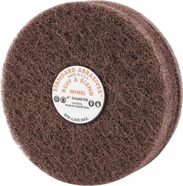 Mounted Scrubber Buffing Wheel 4" Dia, 1/4" Shank Dia 3 Ply, Very