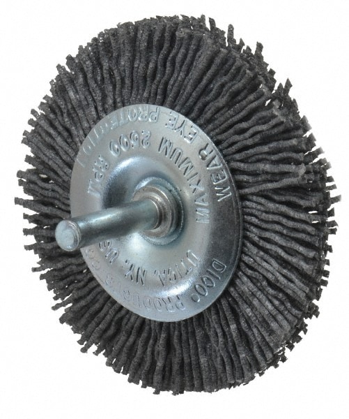 Wheel Brush: 3" Wheel Dia, Crimped